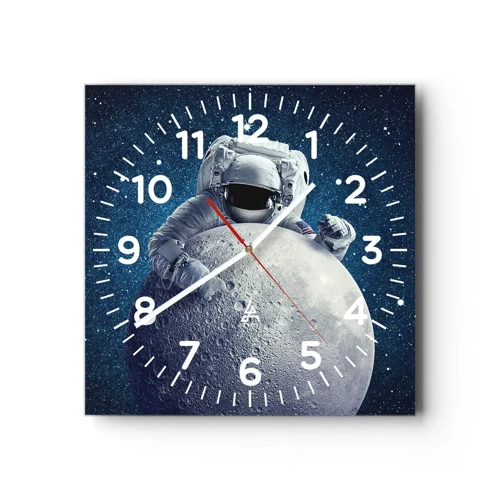 Wall clock - Clock on glass - Space Joker - 40x40 cm