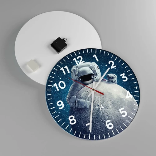 Wall clock - Clock on glass - Space Joker - 40x40 cm