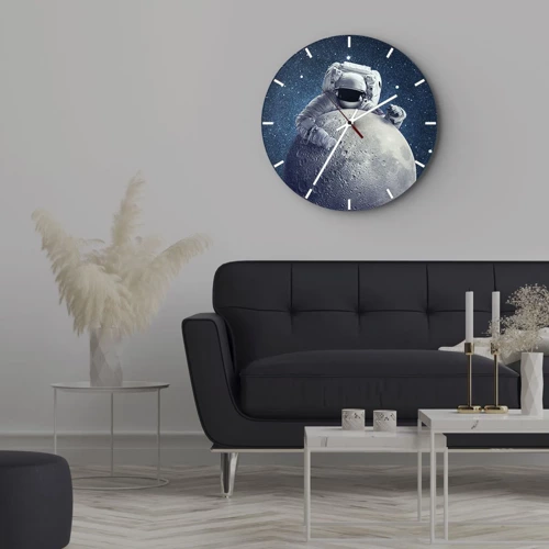 Wall clock - Clock on glass - Space Joker - 40x40 cm