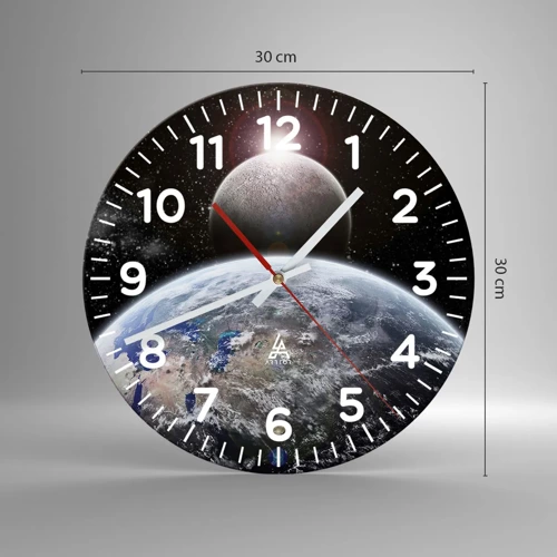 Wall clock - Clock on glass - Space Landscape - Sunrise - 30x30 cm