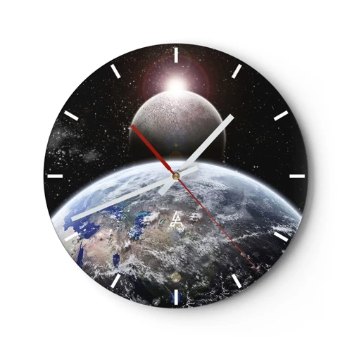 Wall clock - Clock on glass - Space Landscape - Sunrise - 40x40 cm