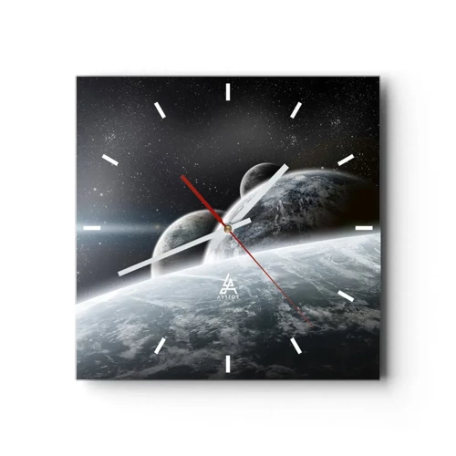 Wall clock - Clock on glass - Space Music of Spheres - 30x30 cm