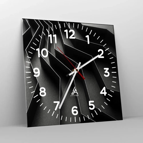 Wall clock - Clock on glass - Spacial Order - 30x30 cm