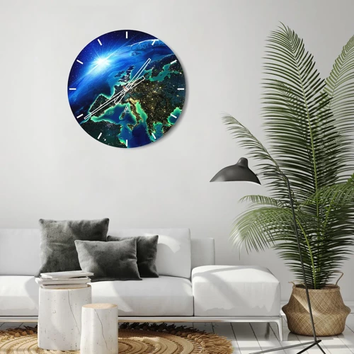 Wall clock - Clock on glass - Sparkling Europe - 30x30 cm