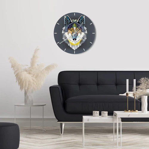 Wall clock - Clock on glass - Speaking of the Wolf - 30x30 cm