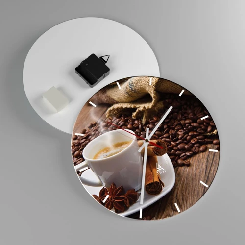 Wall clock - Clock on glass - Spicy Flavour and Aroma - 30x30 cm