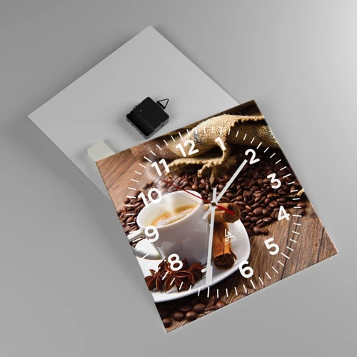 Wall clock - Clock on glass - Spicy Flavour and Aroma - 30x30 cm