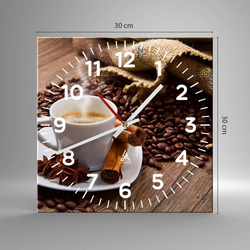 Wall clock - Clock on glass - Spicy Flavour and Aroma - 30x30 cm