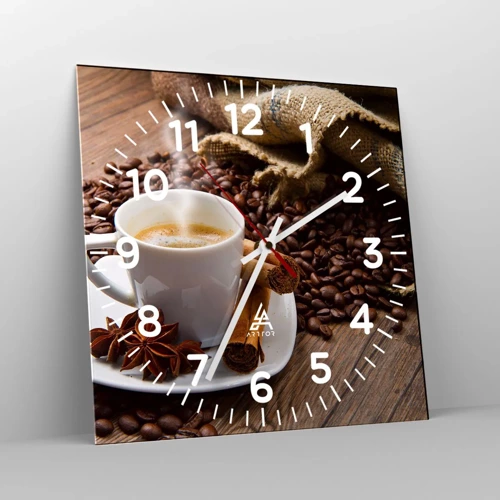 Wall clock - Clock on glass - Spicy Flavour and Aroma - 30x30 cm