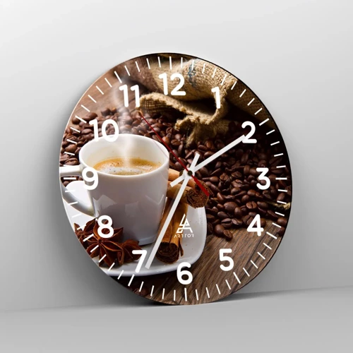 Wall clock - Clock on glass - Spicy Flavour and Aroma - 30x30 cm