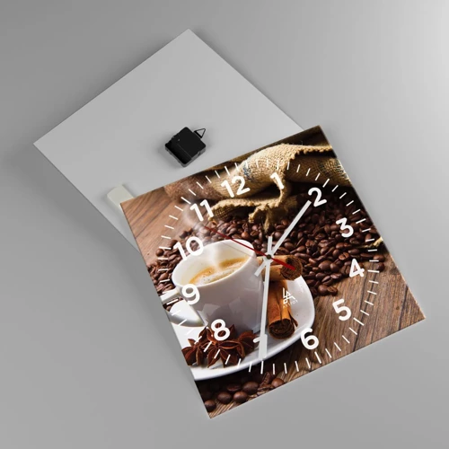 Wall clock - Clock on glass - Spicy Flavour and Aroma - 40x40 cm