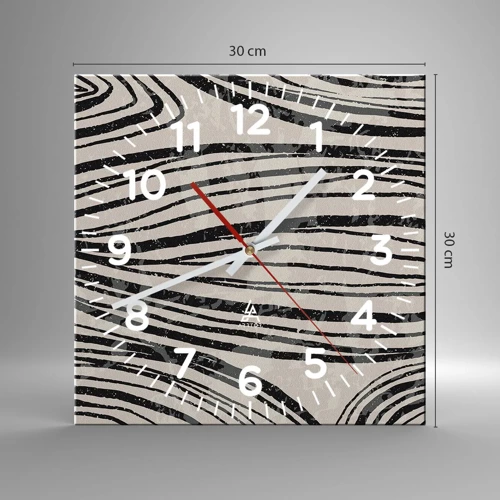 Wall clock - Clock on glass - Spillover of Lines - 30x30 cm