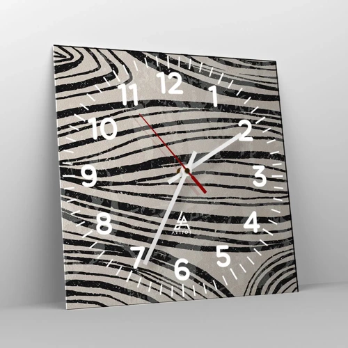 Wall clock - Clock on glass - Spillover of Lines - 30x30 cm