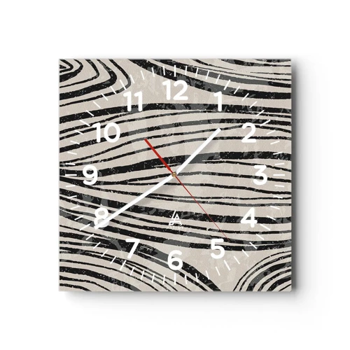 Wall clock - Clock on glass - Spillover of Lines - 40x40 cm