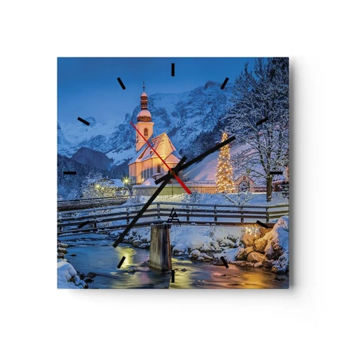 Wall clock - Clock on glass - Spirit of Christmas - 30x30 cm