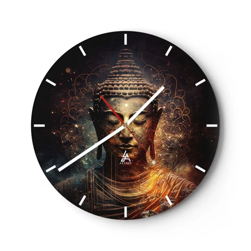 Wall clock - Clock on glass - Spiritual Balance - 30x30 cm
