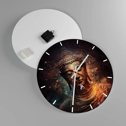 Wall clock - Clock on glass - Spiritual Balance - 40x40 cm