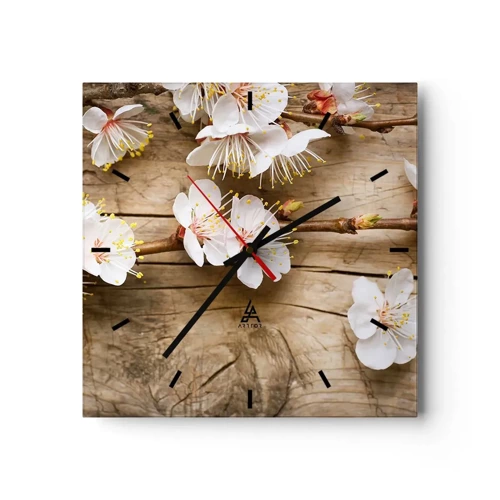 Wall clock - Clock on glass - Spring Has Arrived - 30x30 cm