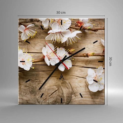 Wall clock - Clock on glass - Spring Has Arrived - 30x30 cm