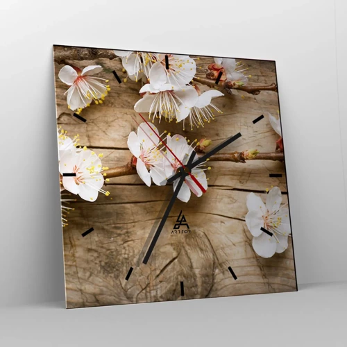 Wall clock - Clock on glass - Spring Has Arrived - 30x30 cm