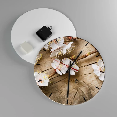 Wall clock - Clock on glass - Spring Has Arrived - 30x30 cm