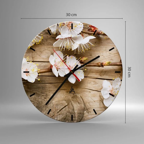 Wall clock - Clock on glass - Spring Has Arrived - 30x30 cm