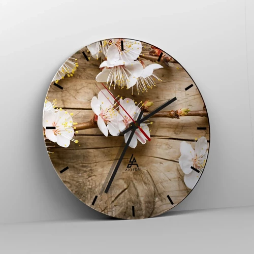 Wall clock - Clock on glass - Spring Has Arrived - 30x30 cm