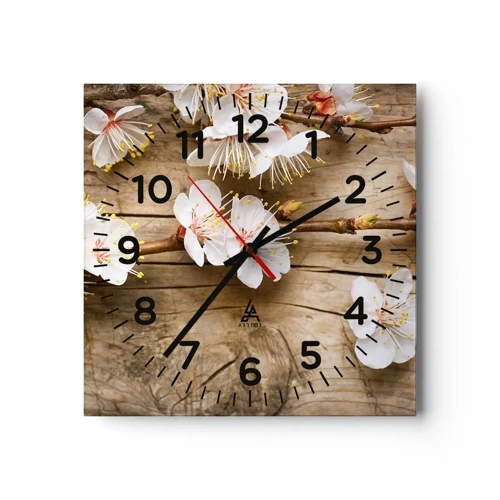 Wall clock - Clock on glass - Spring Has Arrived - 30x30 cm