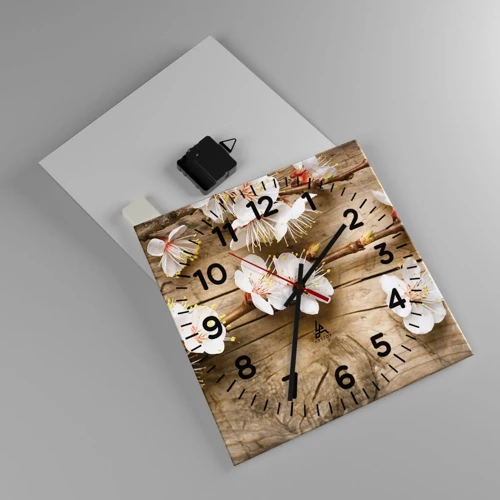 Wall clock - Clock on glass - Spring Has Arrived - 30x30 cm