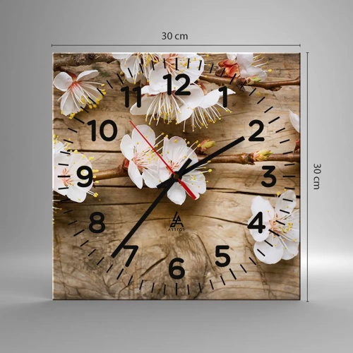 Wall clock - Clock on glass - Spring Has Arrived - 30x30 cm