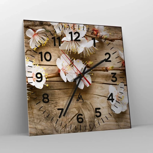 Wall clock - Clock on glass - Spring Has Arrived - 30x30 cm