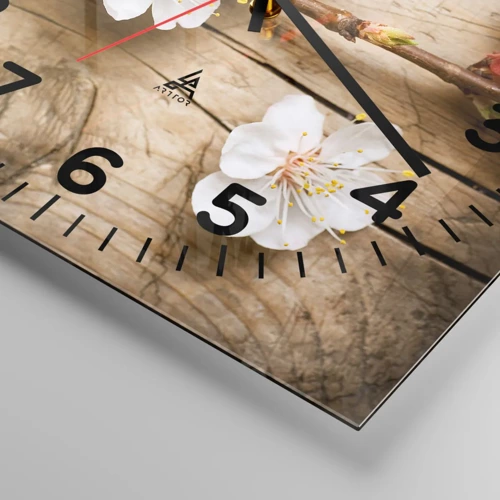 Wall clock - Clock on glass - Spring Has Arrived - 30x30 cm