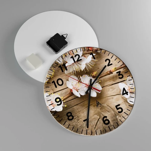 Wall clock - Clock on glass - Spring Has Arrived - 30x30 cm