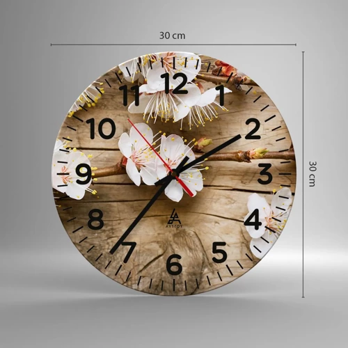 Wall clock - Clock on glass - Spring Has Arrived - 30x30 cm