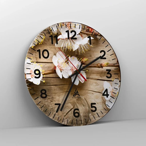 Wall clock - Clock on glass - Spring Has Arrived - 30x30 cm