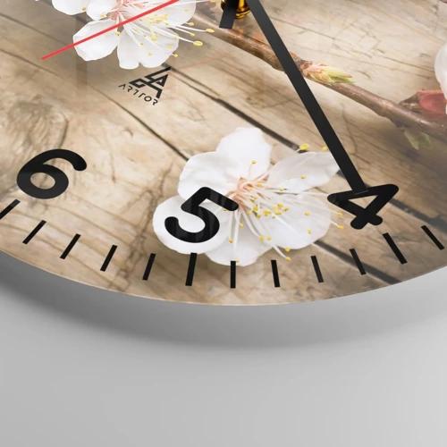 Wall clock - Clock on glass - Spring Has Arrived - 30x30 cm