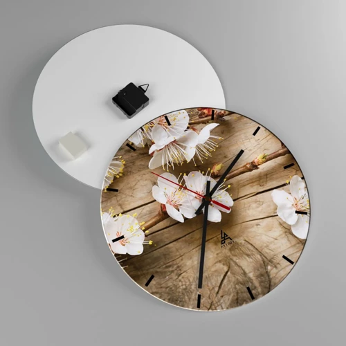 Wall clock - Clock on glass - Spring Has Arrived - 40x40 cm