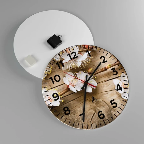 Wall clock - Clock on glass - Spring Has Arrived - 40x40 cm