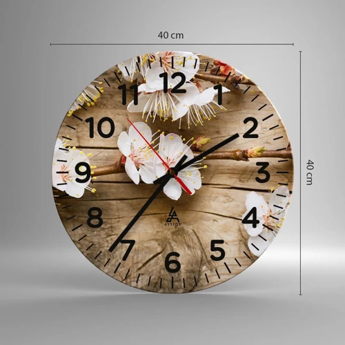 Wall clock - Clock on glass - Spring Has Arrived - 40x40 cm