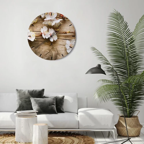 Wall clock - Clock on glass - Spring Has Arrived - 40x40 cm