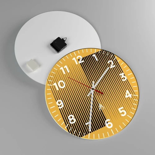 Wall clock - Clock on glass - Square Opposites - 40x40 cm