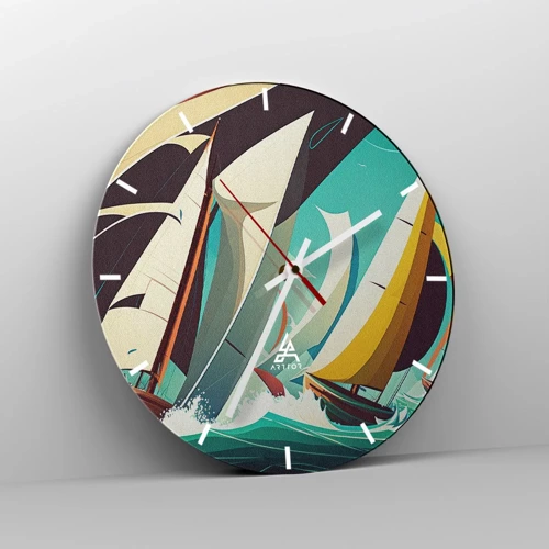Wall clock - Clock on glass - Standing Up to Elements - 40x40 cm
