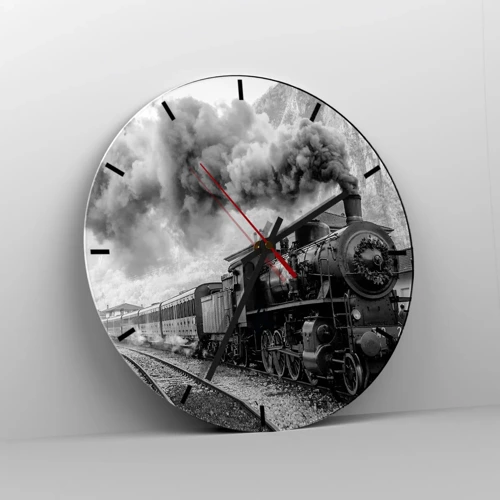 Wall clock - Clock on glass - Standing at the Station... - 30x30 cm