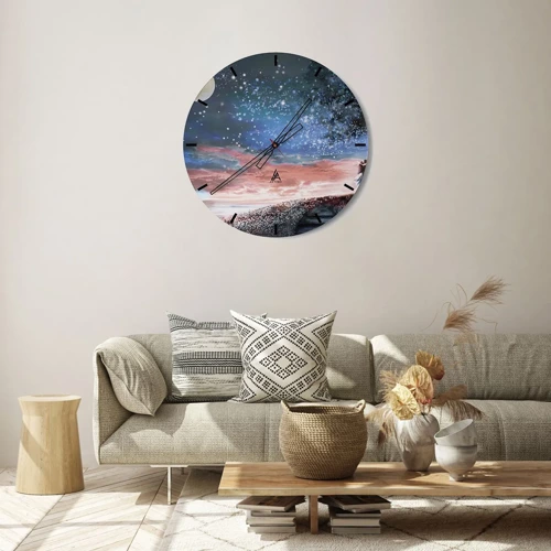 Wall clock - Clock on glass - Starry Spectacle - 30x30 cm