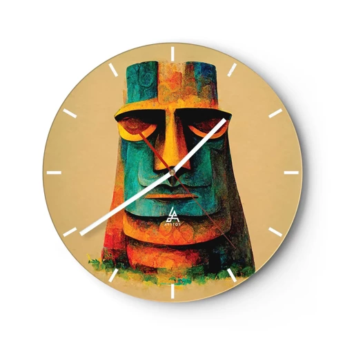 Wall clock - Clock on glass - Statuesque but Friendly - 30x30 cm