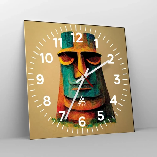 Wall clock - Clock on glass - Statuesque but Friendly - 40x40 cm