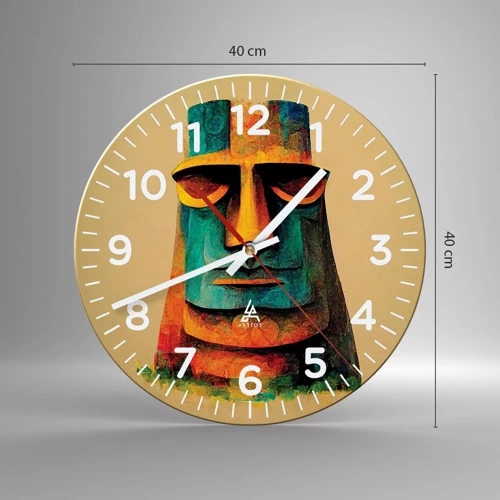 Wall clock - Clock on glass - Statuesque but Friendly - 40x40 cm