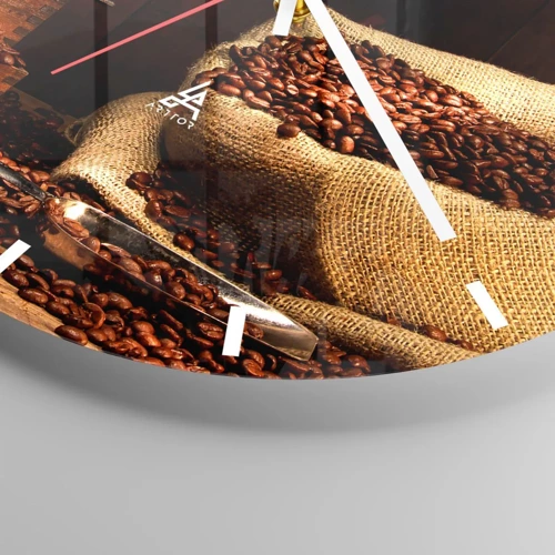 Wall clock - Clock on glass - Still Life with Coffee Grains and a Grinder - 30x30 cm