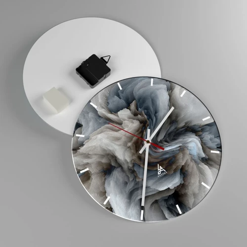 Wall clock - Clock on glass - Stone and Flower - 30x30 cm