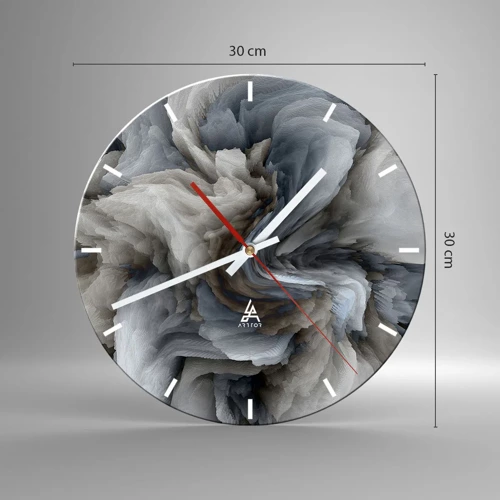 Wall clock - Clock on glass - Stone and Flower - 30x30 cm